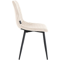 Avis Decoshop26 Lot de 4 chaises de salle à manger en tissu velours crème pieds métal noir couture losange CDS10419