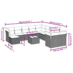 Acheter vidaXL Salon de jardin avec coussins 12 pcs gris résine tressée