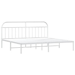 Maison Chic Lit adulte - Cadre de lit métal avec tête de lit,Structure du lit Contemporain pour chambre blanc 193x203 cm -MN10726 pas cher