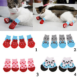 4 pcs chien chaussettes chien plancher chaussettes chaussettes chaussures antidérapant protecteur chaussettes s rouge