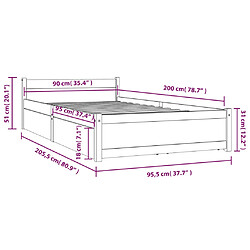 vidaXL Cadre de lit sans matelas avec tiroirs blanc 90x200 cm pas cher