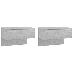 vidaXL Tables de chevet murales 2 pcs Gris béton