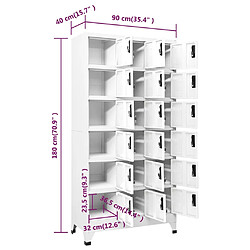 vidaXL Armoire à casiers Blanc 90x40x180 cm Acier pas cher