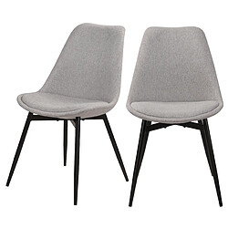 Rendez Vous Deco Chaise Filipi en tissu gris clair chiné (lot de 2)