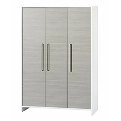 Schardt Armoire bébé 3 portes bois blanc et pin argenté Eco Silber L 126 x H 181 x P 53 cm