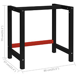 vidaXL Cadre de banc de travail Métal 80x57x79 cm Noir et rouge pas cher