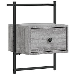 Maison Chic Table de chevet murale - Table de Nuit sonoma gris 35x30x51cm bois d'ingénierie