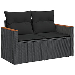 Acheter vidaXL Salon de jardin 10 pcs avec coussins noir résine tressée