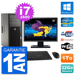 PC Tour HP Z210 Ecran 19" Intel i7-2600 RAM 32Go Disque Dur 1To Windows 10 Wifi · Occasion 