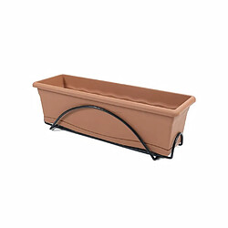 PLASTIKEN Jardiniere 60x20cm avec plateau et support balcon - Anthracite 