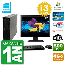 PC Lenovo M82 SFF Ecran 27" i3-3220 RAM 4Go Disque 500Go Graveur DVD Wifi W7 · Occasion 