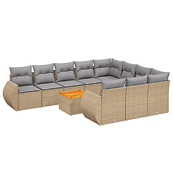 vidaXL Salon de jardin 11 pcs avec coussins beige résine tressée