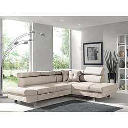 Bestmobilier Lisbona - Canapé d'angle droit convertible - 5 places - avec têtières Lisbona - Canapé d'angle droit convertible - 5 places - avec têtières - Beige