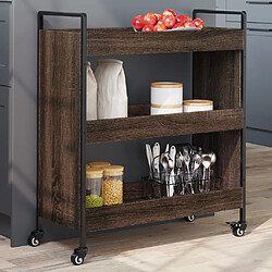 Maison Chic Desserte de cuisine | Chariot de cuisine | Meuble de rangement roulant chêne marron 70x30x82 cm bois d'ingénierie -GKD95588