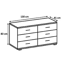 Pegane Commode / meuble de rangement coloris blanc/graphite - Longueur 130 x Hauteur 83 x Profondeur 41 cm