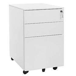 Bcelec PCP390-1W Caisson mobile à tiroirs en acier armoire de bureau chariot mobile caisson à roulettes blanc