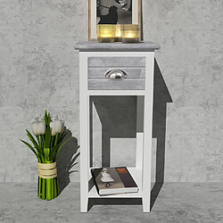 Avis Maison Chic Table de chevet,Table de nuit,Table d'appoint pour salon avec 1 tiroir Gris et blanc -MN75678