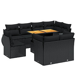 Maison Chic Ensemble Tables et chaises d'extérieur 9 pcs avec coussins,Salon de jardin noir résine tressée -GKD283207