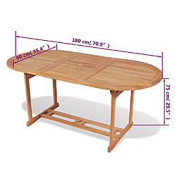 vidaXL Table de jardin 180x90x75 cm Bois de teck solide pas cher