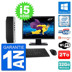 PC HP 600 G3 SFF Ecran 27" Intel i5-6500 RAM 32Go Disque Dur 2To Windows 10 Wifi · Occasion 