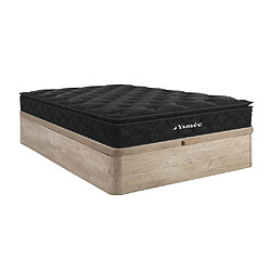 Vente-Unique Ensemble 160 x 200 cm sommier coffre naturel clair + matelas ressorts ensachés surmatelas intégré ép.28cm - BLACK DREAM de YSMÉE