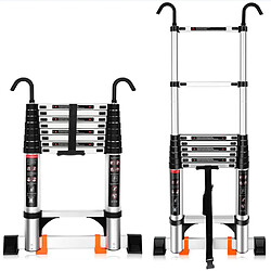 Échelle Télescopique, Échelles Télescopiques Aluminium avec 2 Crochets Amovibles - 5M Échelle Télescopique, Échelles Télescopiques Aluminium avec 2 Crochets Amovibles, Interrupteur de Sécurité Multi-Niveaux Echelle Extensible, Portable Antidérapant Multi-Fonction Ladder - 5M