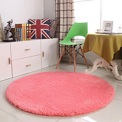 LUUCOZK Tapis moelleux en fausse fourrure, tapis à poils longs pour chambre à coucher et salon, rose-80cmdiamètre 