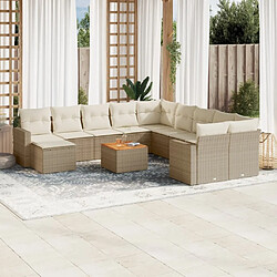 Maison Chic Salon de jardin avec coussins 12 pcs | Ensemble de Table et chaises | Mobilier d'Extérieur beige résine tressée -GKD24581