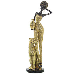 Figurine Décorative Alexandra House Living Doré Plastique Africaine Panthère 11 x 13 x 38 cm