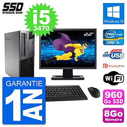 PC Lenovo M82 SFF Ecran 22" Intel Core i5-3470 RAM 8Go SSD 960Go Windows 10 Wifi · Occasion 