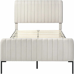 Universal Lit double capitonné, cadre de lit avec sommier à lattes et tête de lit réglable, lit rembourré beige, cadre de lit pour chambre à coucher, chambre d'ami, en lin (180 x 200 cm) pas cher