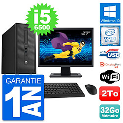 PC Tour HP 800 G2 Ecran 27" Intel i5-6500 RAM 32Go Disque Dur 2To Windows 10 Wifi · Occasion 