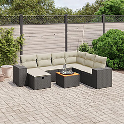 vidaXL Salon de jardin 8 pcs avec coussins noir résine tressée