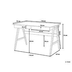 Beliani Bureau en bois foncé 120 x 70 cm avec 2 tiroirs SHESLAY