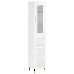 Maison Chic Buffet,Meuble de Rangement,commode pour salon,Cuisine Blanc brillant 34,5x34x180 cm Bois d'ingénierie -MN93668