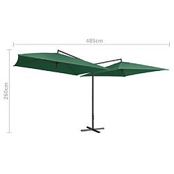 vidaXL Parasol double avec mât en acier 250 x 250 cm Vert pas cher