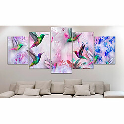 Paris Prix Tableau 5 Panneaux Colourful Hummingbirds Wide Violet 100 x 200 cm