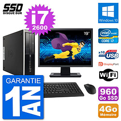 PC HP Compaq 6200 Pro SFF Ecran 19" i7-2600 RAM 4Go SSD 960Go Windows 10 Wifi - Occasion