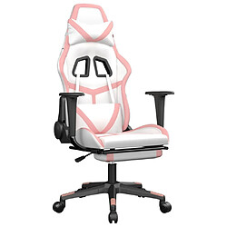 Maison Chic Chaise de jeu, Chaise gaming de massage avec repose-pied, Fauteuil gamer,Chaise de Bureau Blanc&Rose Similicuir -GKD96840