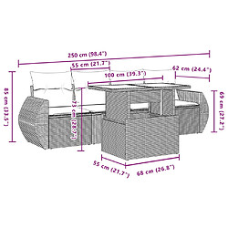 vidaXL Salon de jardin avec coussins 5 pcs beige résine tressée pas cher