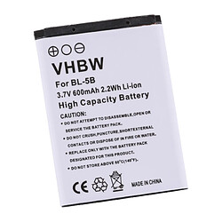 vhbw Li-Ion batterie 600mAh (3.7V) pour Smartphone, téléphone, portable SVP CyberSnap DC-12VX, HDDV-1500, XTHINN-12V, XTHINN-12VX comme Nokia BL-5B. 