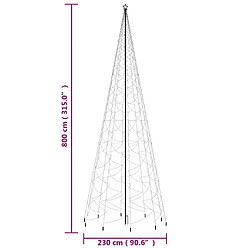 vidaXL Sapin de Noël avec piquet 3000 LED Colorées 800 cm pas cher