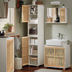 SoBuy BZR127-W Meuble Colonne Armoire de Salle de Bain Étagère Étroite Meuble de Rangement Salle de Bain avec 2 Portes, 1 Compartiment