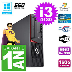 PC Fujitsu Esprimo E720 E85+ DT i3-4130 RAM 16Go Disque 960 Go SSD Wifi W7 - Occasion