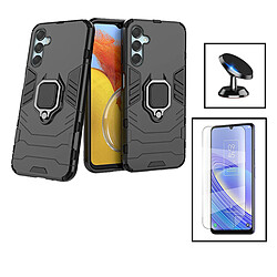 PHONECARE Kit Film Hydrogel Full Cover Avant + Coque 3X1 Military Defender + Support Magnétique de Voiture pour Samsung Galaxy F54 5G - Noir 