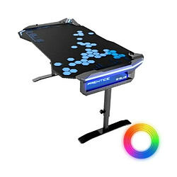 Bureau Gamer Rétro Eclairé LED RGB Largeur 1m35 - E-BLUE - EGT004 pour Gaming avec hauteur ajustable