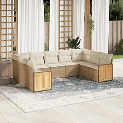 vidaXL Salon de jardin avec coussins 8 pcs beige résine tressée