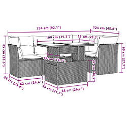 vidaXL Salon de jardin avec coussins 6 pcs marron résine tressée pas cher