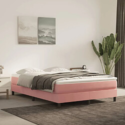 vidaXL Matelas de lit à ressorts ensachés rose 140x210x20 cm velours 