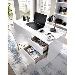 Acheter Pegane Bureau Réversible coloris blanc brillant - Longueur 139 x Profondeur 60 x Hauteur 75 cm